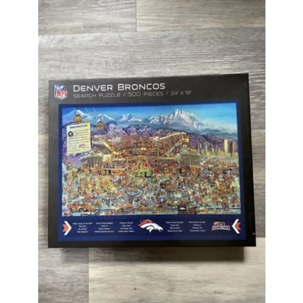 Denver Broncos NFL Search Puzzle 500pc Find Joe Journeyman 24”x18” COMPLETE